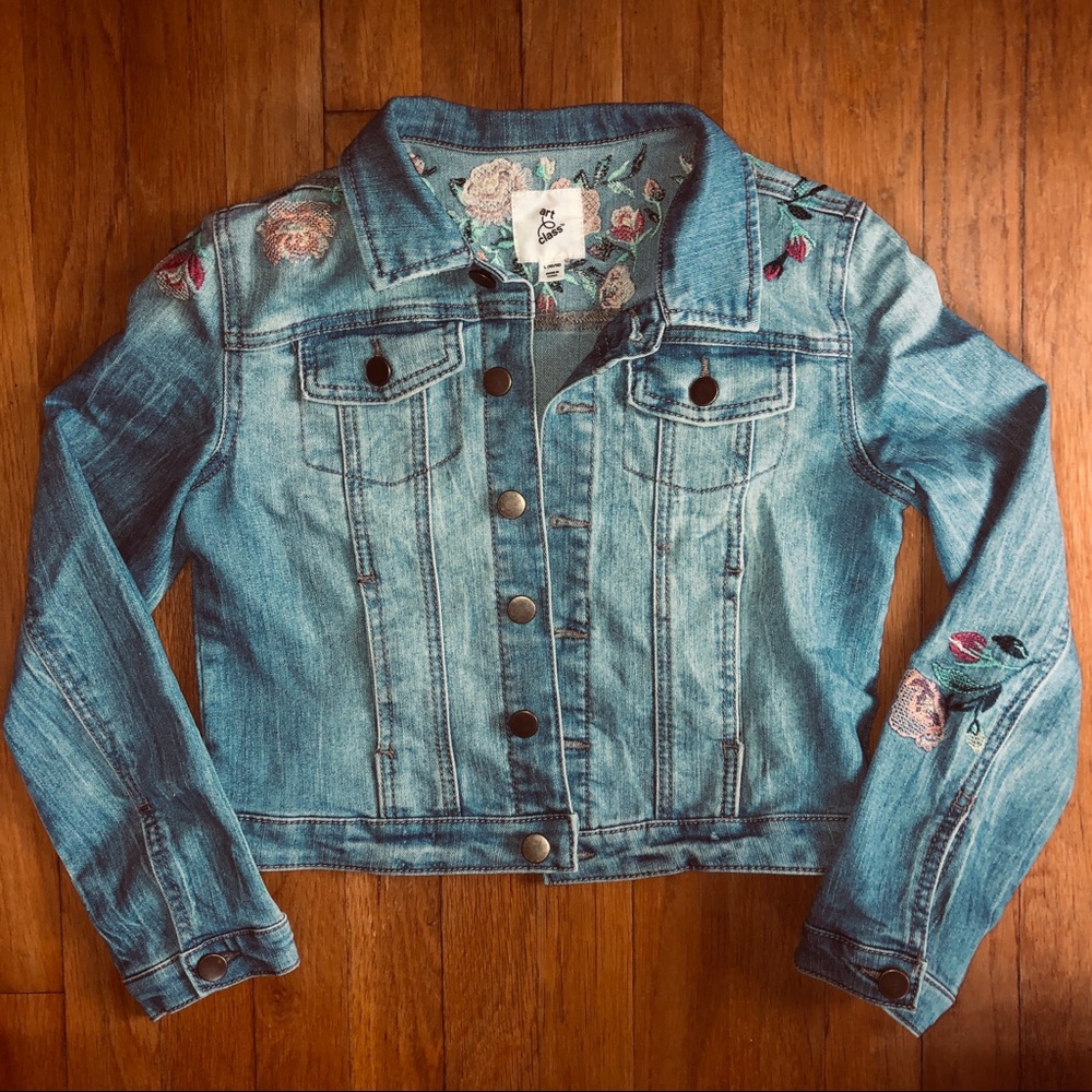 Girls Embroidered Denim Jacket size L